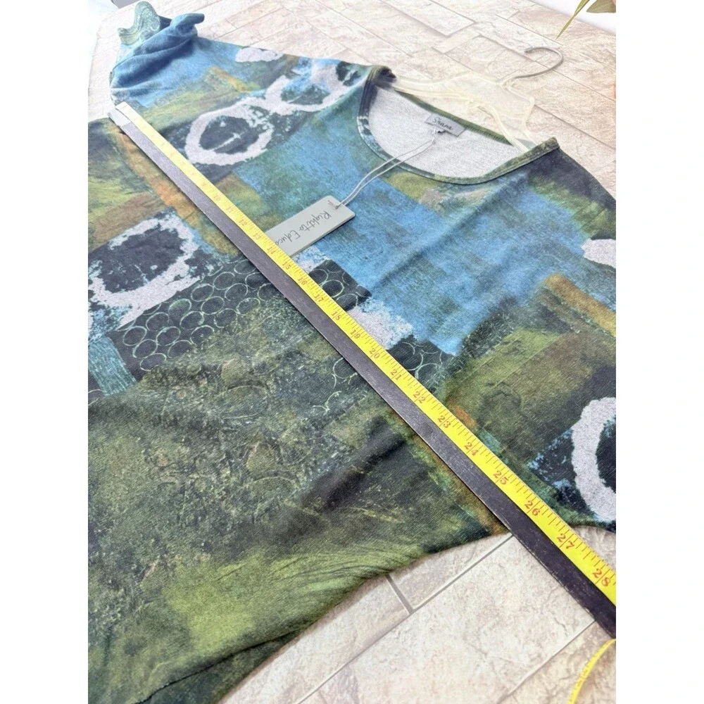 NEW Shana Top Womens Large Colorful Mixed Print Fleece Dolman - Picture 11 of 13